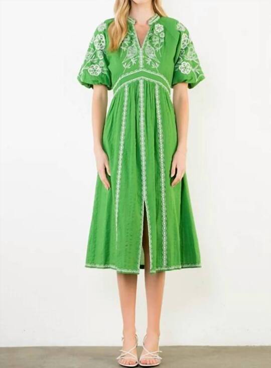 THML Dresses & Skirts - NEW THML embroidered midi dress in green
